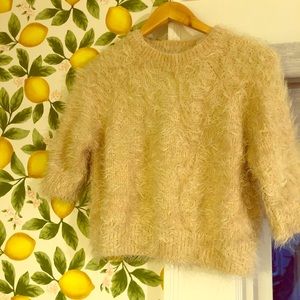 River island fuzzy pink sweater jumper 3/4 sleeve